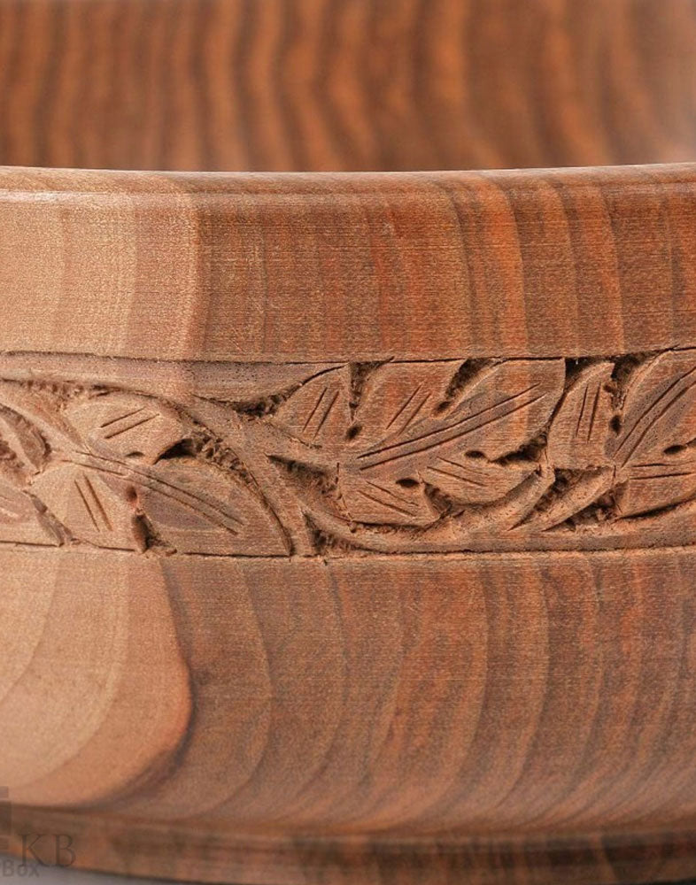 Walnut Wood Minimalist Carved Bowl - Kashmir Box