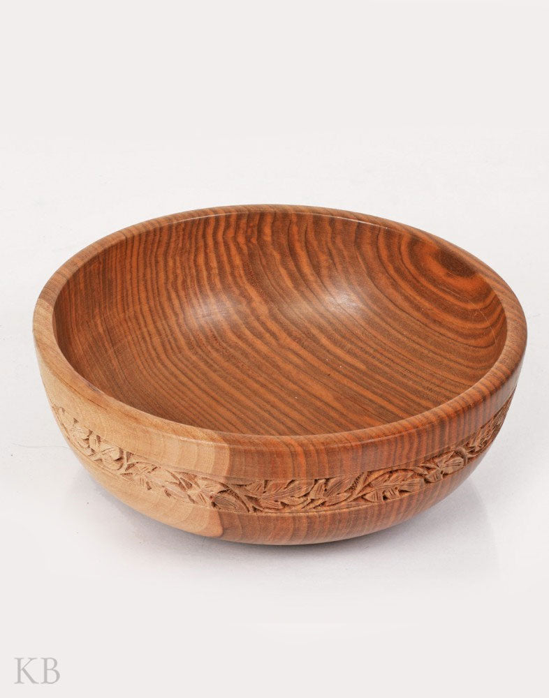 Walnut Wood Minimalist Carved Bowl - Kashmir Box