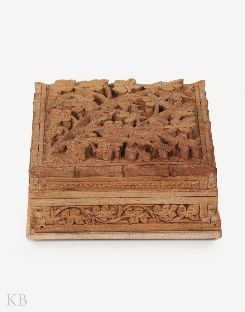 Walnut Wood Grapevine Carved Box - Kashmir Box