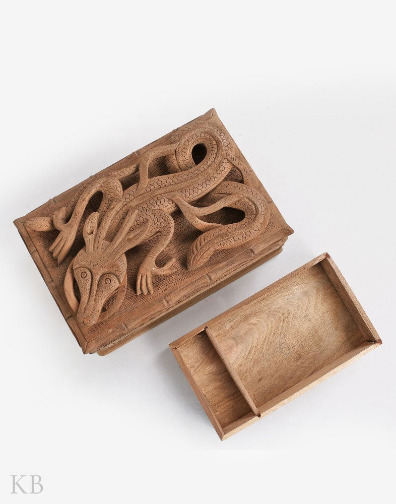 Walnut Wood Handcrafted Dragon Box - Kashmir Box