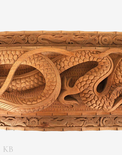Handmade Carved Dragon Walnut Wood Wall Plate - Kashmir Box