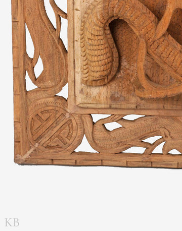 Dragon Pair Handcrafted Walnut Wood Wall Plate - Kashmir Box