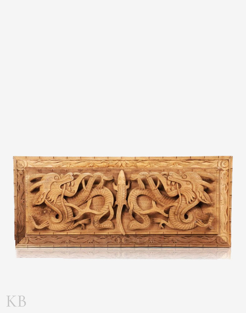 Dragon Hunt Handcrafted Walnut Wood Wall Plate - Kashmir Box