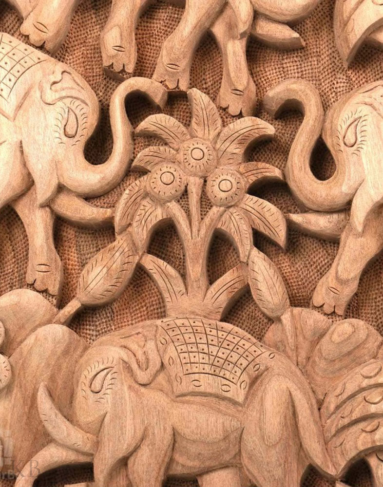 Elephant Carved Handcrafted Walnut Wood Wall Plate - Kashmir Box