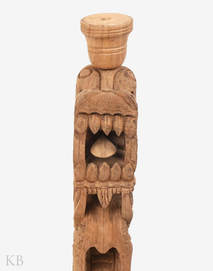 Walnut Wood Engraved Medium Dragon Lamp - Kashmir Box