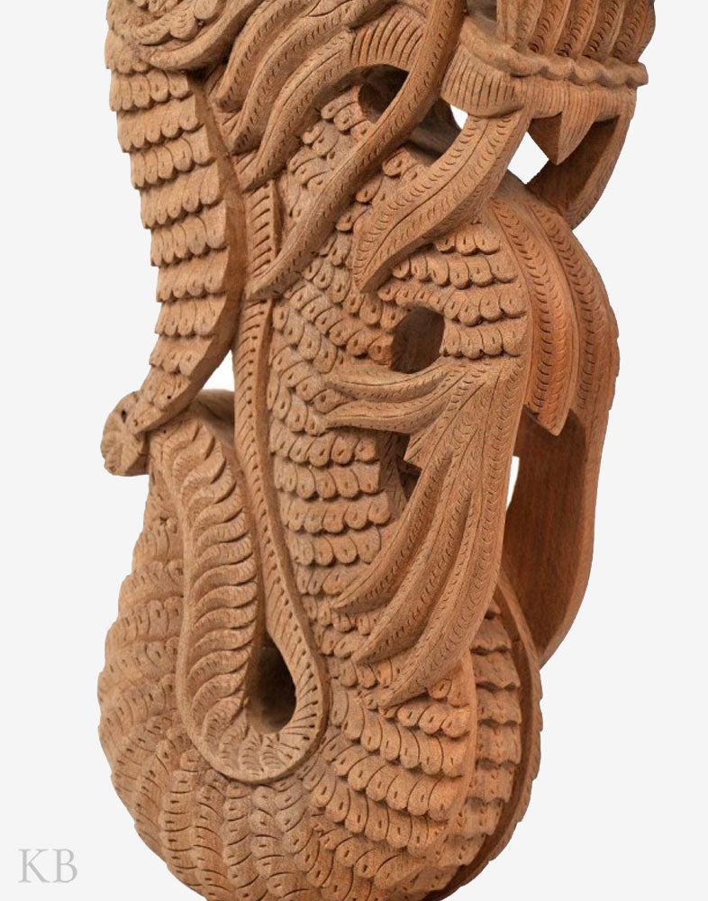 Walnut Wood Handcrafted Dragon Table Lamp - Kashmir Box