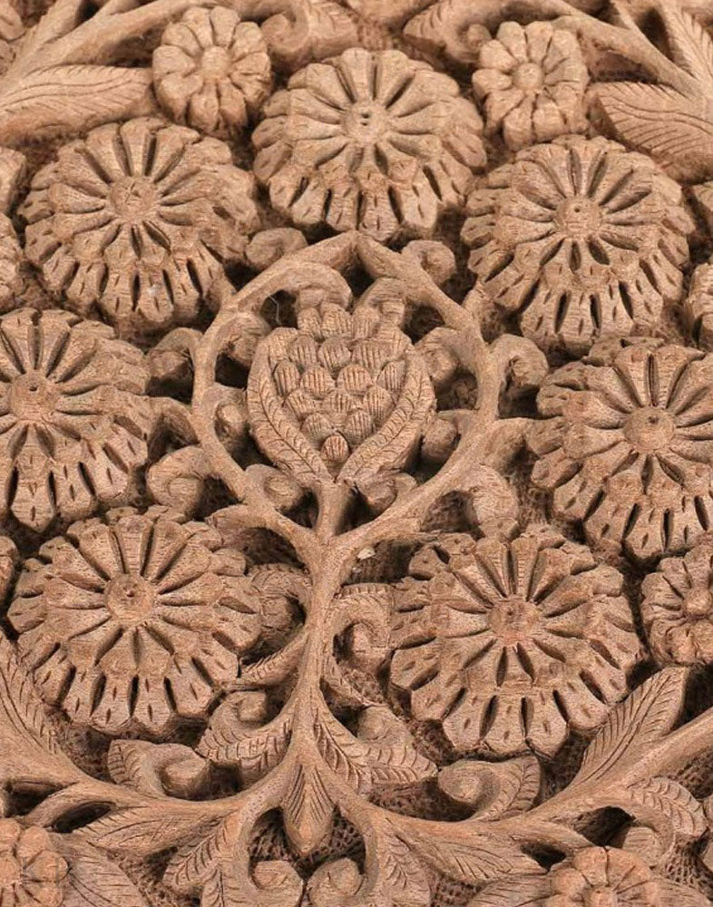 Carved Marigold Handmade Walnut Wood Jewelry Box - Kashmir Box