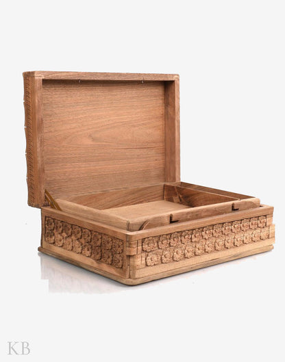 Pansy Engraved Handmade Walnut Wood Jewelry Box - Kashmir Box