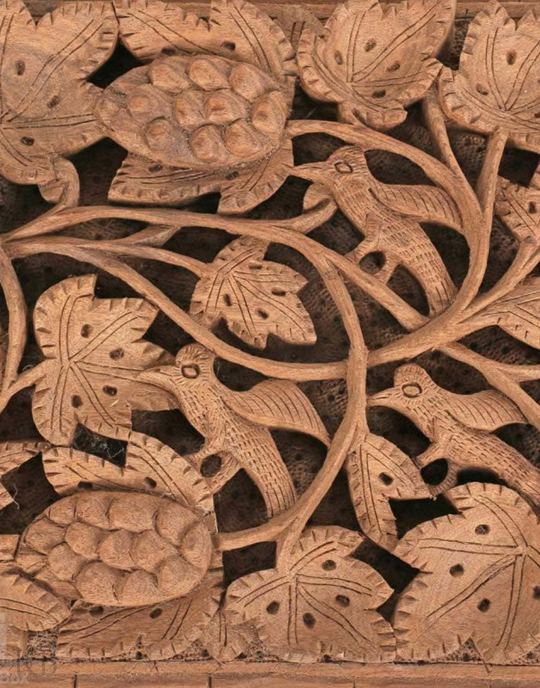 Deep Chinar Engraved Handmade Walnut Wood Jewelry Box - Kashmir Box