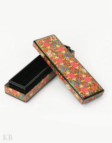 Pink Efflorescence Paper Machie Pencil Box - Kashmir Box