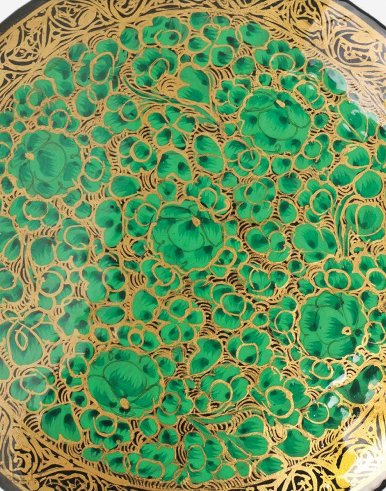 Emerald Green Flower Paper Mache Coaster Set - Kashmir Box