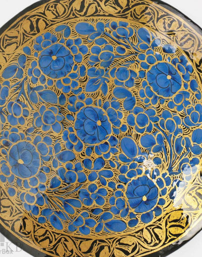 Cobalt Blue Flower Paper Mache Coaster Set - Kashmir Box