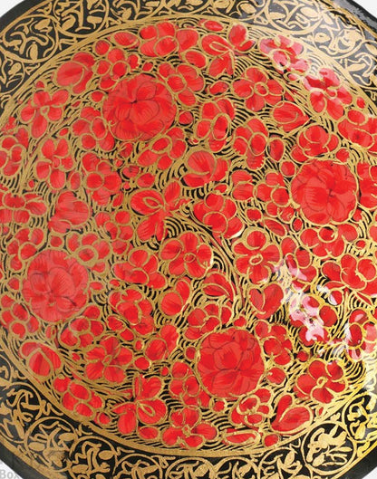 Red Flower Paper Mache Coaster Set - Kashmir Box