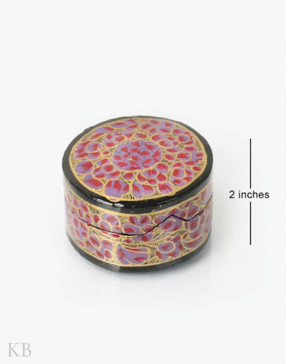 Purple Ruby Round Shaped Paper Mache Ring Case - Kashmir Box