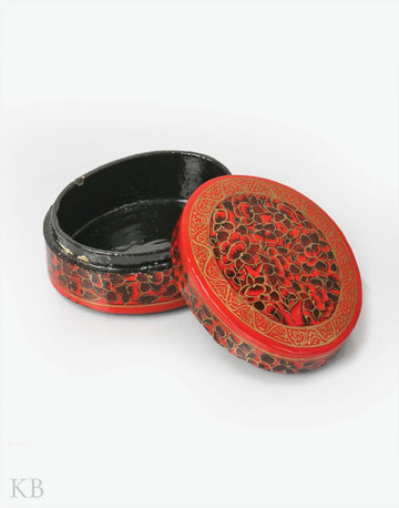 Red Floral Handcrafted Paper Mache Box - Kashmir Box