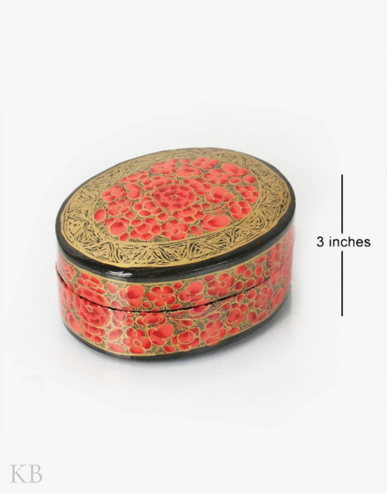 Orange Inflorescence Handcrafted Paper Mache Box - Kashmir Box