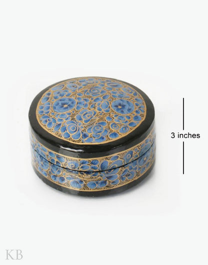 Blue Inflorescence Handcrafted Paper Mache Box - Kashmir Box