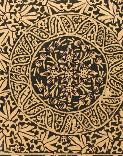 Black And Gold Square Paper Mache Coaster Set - Kashmir Box