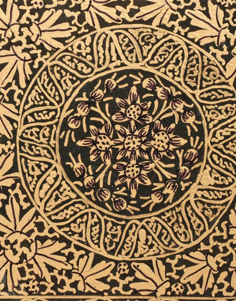 Black And Gold Square Paper Mache Coaster Set - Kashmir Box