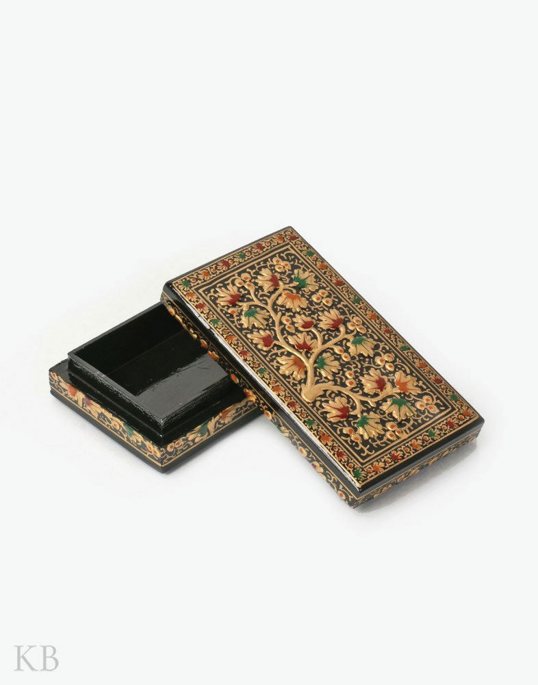 Golden Sprout Handmade Paper Mache Flat Box - Kashmir Box