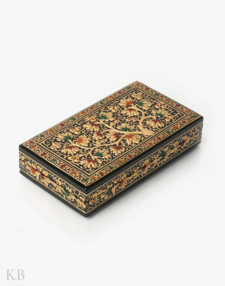 Golden Sprout Handmade Paper Mache Flat Box - Kashmir Box