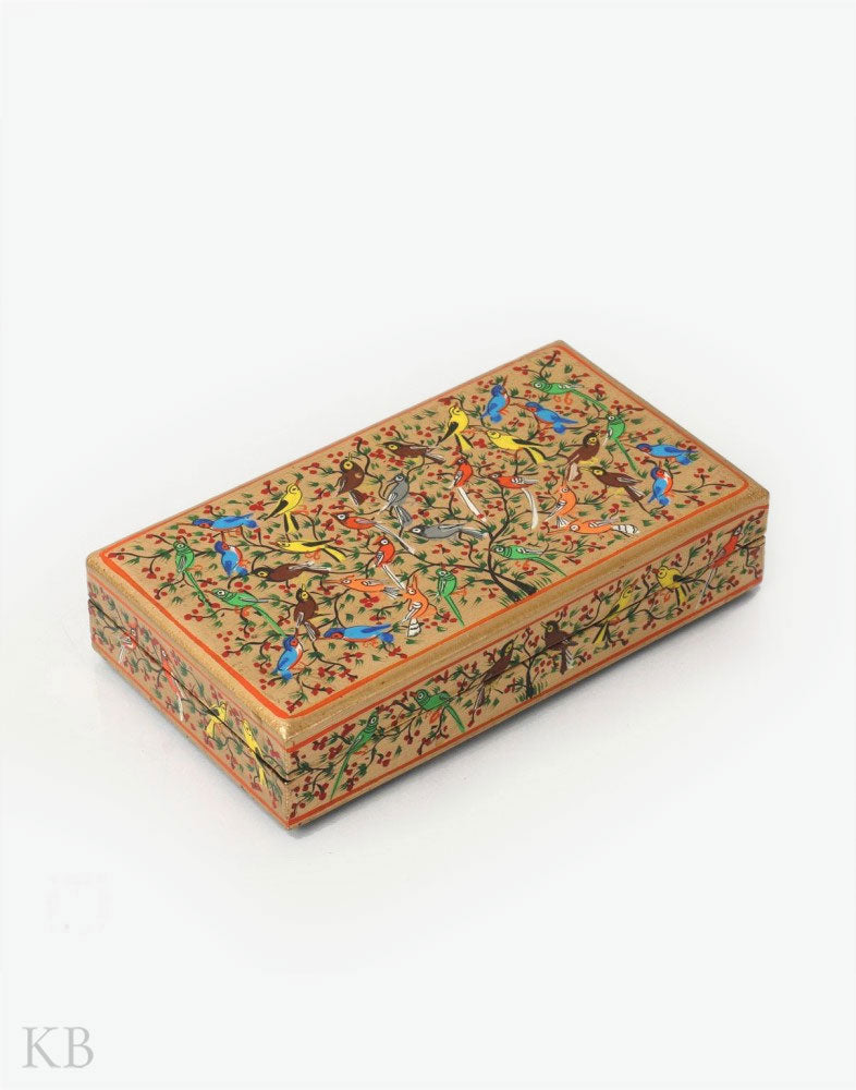 Vintage Bird Figure Handmade Paper Mache Box - Kashmir Box