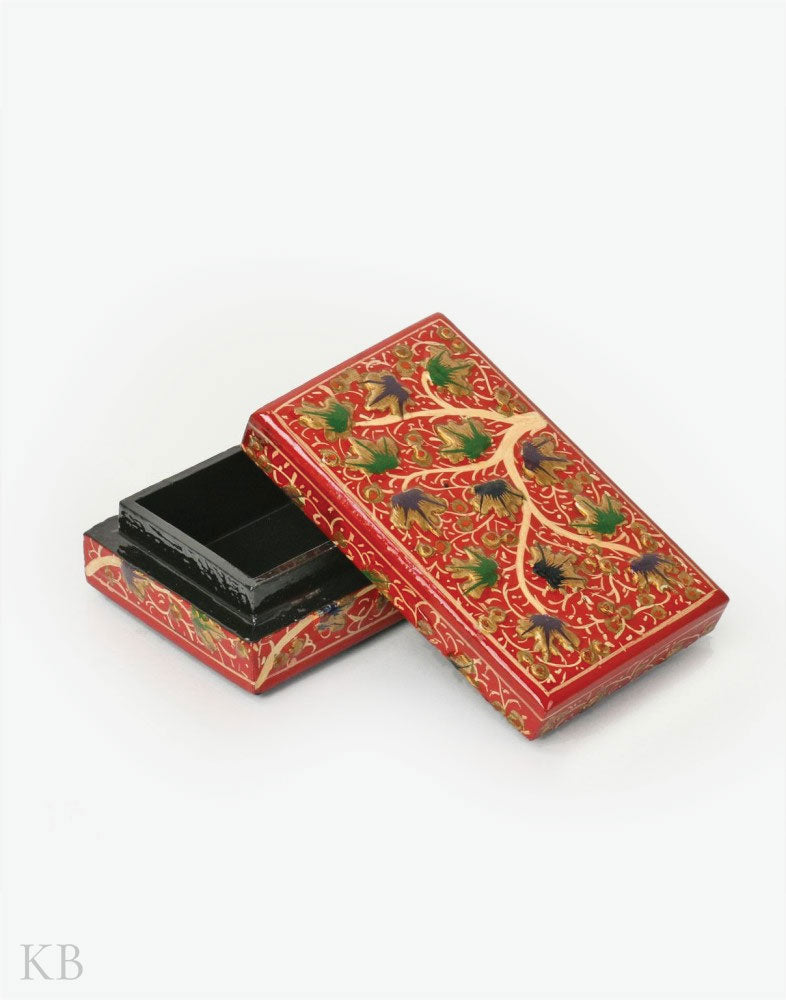 Red Chinar Tree Handmade Paper Mache Gift Box - Kashmir Box
