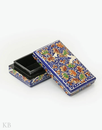 Blue Flower Tree Handmade Paper Mache Box - Kashmir Box