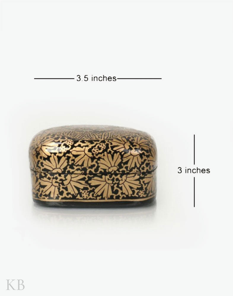 Gold And Black Handcrafted Paper Mache Trinket Box - Kashmir Box