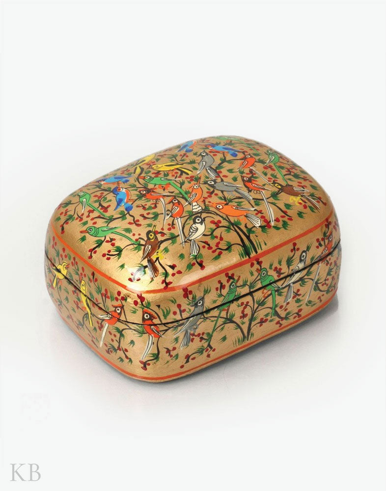 Sparrow Knot Handmade Paper Mache Trinket Box - Kashmir Box