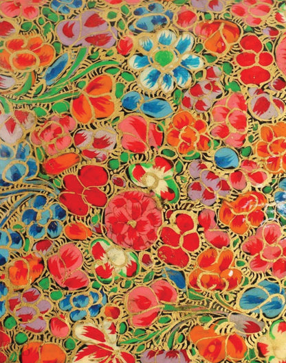 Multicoloured Floret Handmade Paper Mache Trinket Box - Kashmir Box