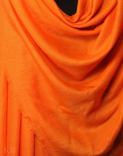 Carrot Orange Plain Cashmere Pashmina Shawl - Kashmir Box